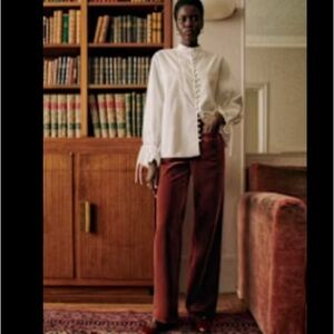 Sezane Chuck Trousers Chocolate Velvet - Size 8